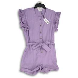 NWT Day + Moon Womens Lavender Tie Waist One-Piece Romper Size Large