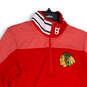 Womens Red NHL Chicago Blackhawks 1/4 Zip Pullover T-Shirt Size Large image number 3