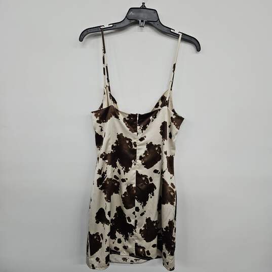 Ivory Brown Satin Sleeveless Mini Dress image number 2
