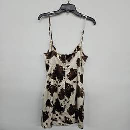 Ivory Brown Satin Sleeveless Mini Dress alternative image