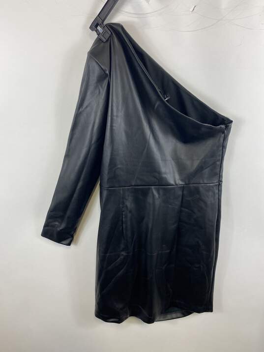 Express Women Black Faux Leather Dress L NWT image number 2