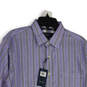 NWT Mens Blue Long Sleeve Spread Collar Button-Up Shirt Size M image number 3