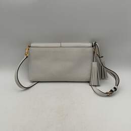 Tory Burch Womens White Gold Leather Tassel Detachable Strap Crossbody Bag Purse alternative image