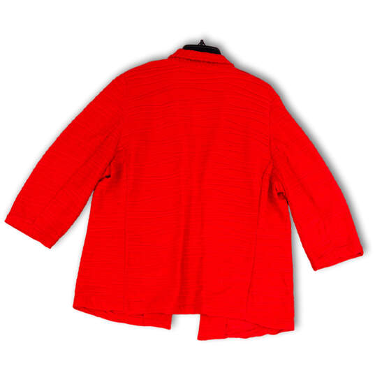 Womens Red Long Sleeve Notch Lapel Pockets Open-Front Blazer Jacket Size 3 image number 2