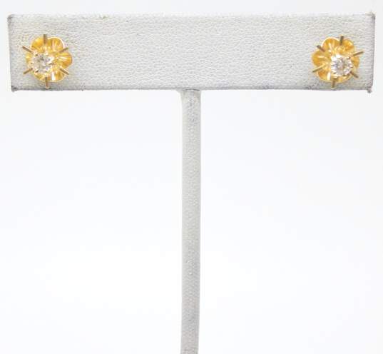 14k Yellow Gold 0.42CTTW Diamond Floral Stud Earrings 1.5g image number 1