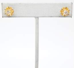 14k Yellow Gold 0.42CTTW Diamond Floral Stud Earrings 1.5g