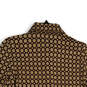 Womens Brown Yellow Printed Pointed Collar Long Sleeve Button-Up Shirt Sz S image number 4