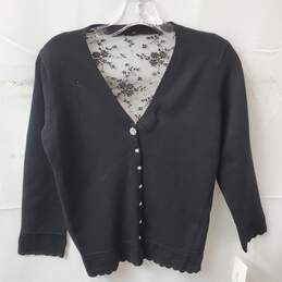 Women's Unbranded Black Cardigan with Floral Mesh Back Size M