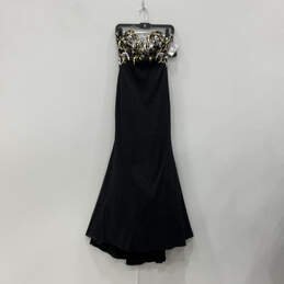 NWT Womens Black Gold Sequin Strapless Trumpet Flare Maxi Dress Size 5