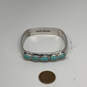 Designer Lucky Brand Silver-Tone Turquoise Stone Classic Bangle Bracelet image number 2
