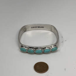 Designer Lucky Brand Silver-Tone Turquoise Stone Classic Bangle Bracelet alternative image