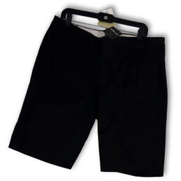 NWT Womens Black Flat Front Slash Pocket Regular Fit Chino Shorts Size 14