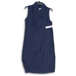 NWT Classiques Entier Womens Navy Blue Cowl Neck Sleeveless Sheath Dress Size M