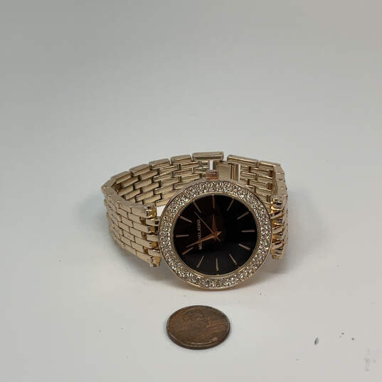 Designer Michael Kors MK-6675 Gold-Tone Rhinestone Analog Wristwatch w/ Box image number 2