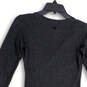 Womens Gray Ruched Long Sleeve V-Neck Knee Length Sheath Dress Size XXS image number 4
