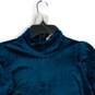 Joie Womens Teal Turtle Neck Long Sleeve Rhinestone Fringe Blouse Top Size M/M image number 3