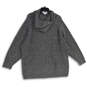 Womens Gray Knitted Long Sleeve Hooded Pullover Sweater Size Medium image number 2