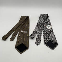 NWT Lot Of 2 Mens Mickey Mouse Print Brown Gray Adjustable Pointed Necktie alternative image