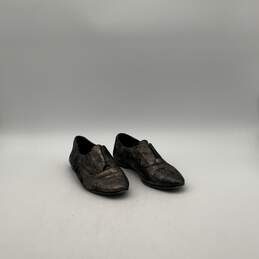 Womens Terri 3476544 Metallic Black Leather Almond Toe Slip-On Loafer Flats 6.5M