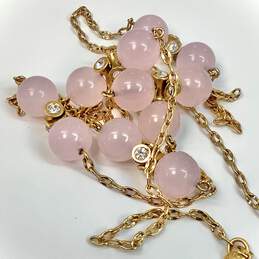 Designer J.Crew Gold-Tone Pink Pearl Spring Ring Fashionable Station Necklace alternative image