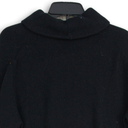 Mens Black Knitted Long Sleeve V-Neck Pullover Sweater Size Large image number 4