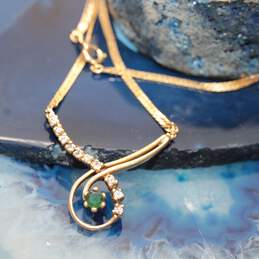 FOE REPAIR 14K Yellow Gold Diamond Accent Emerald Necklace - 5.3g