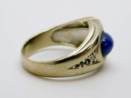 Vintage 14k White Gold Blue Star Sapphire Cabochon Diamond Accent Ring 5.7g alternative image