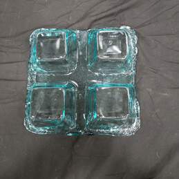 Vitrocolor Teal Recycled Glass Relish Tray alternative image