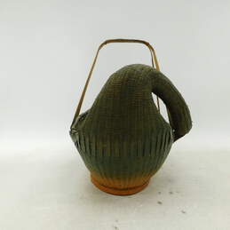 Vintage Shanghai Bamboo Ware Wicker Duck Goose Basket Home Decor alternative image
