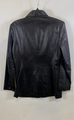 Apostrophe Womens Black Leather Long Sleeve Collared Button Front Jacket Size 10 alternative image