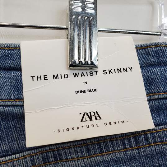Zara Signature Denim The Mid Waist Skinny Pants sz 4 image number 5