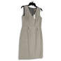 NWT Womens Gray Sleeveless V-Neck Back Zip Knee Length Sheath Dress Size 6 image number 1