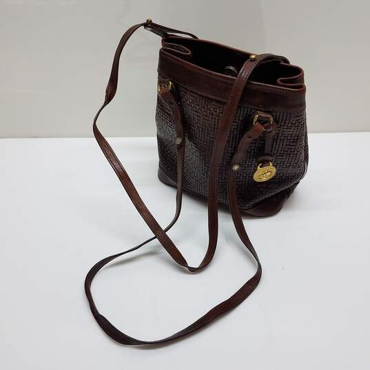 Dooney and Bourke Wooven Leather Brown Shoulder Bag image number 2