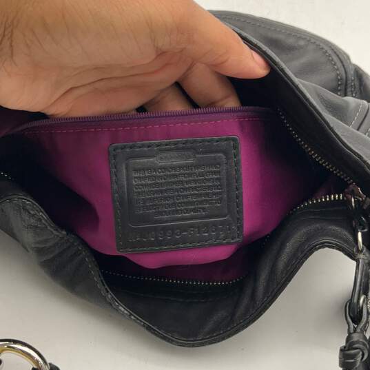 Coach Womens Black Leather Inner Pocket Adjustable Strap Shoulder Bag Purse image number 7
