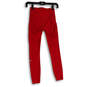 Womens Red Elastic Waist High Rise Pull-On Ankle Leggings Size 2 image number 3