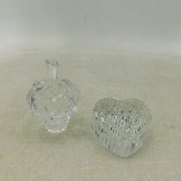 Waterford Crystal Heavy Faceted Heart & Strawberry Paperweights - Broken Stem