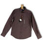 NWT Mens Brown Long Sleeve Spread Collar Button-Up Shirt Size Medium image number 1