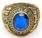 VTG 10K Yellow Gold Faceted Dark Blue Spinel Chunky Class Ring 22.3g image number 4