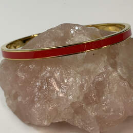 Designer Kate Spade Gold-Tone Red Enamel Round Shape Bangle Bracelet
