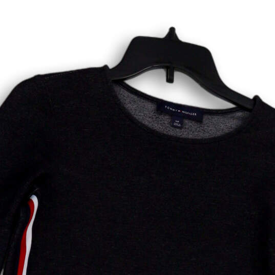 Womens Black Round Neck Long Sleeve Regular Fit Pullover T-Shirt Size Small image number 3