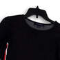 Womens Black Round Neck Long Sleeve Regular Fit Pullover T-Shirt Size Small image number 3