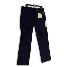 NWT Mens Blue Pleated Slash Pocket Straight Leg Dress Pants Size 36X34 alternative image