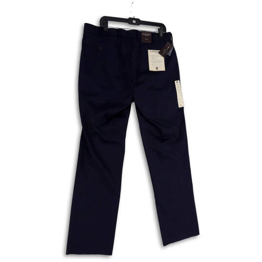 NWT Mens Blue Pleated Slash Pocket Straight Leg Dress Pants Size 36X34 image number 2