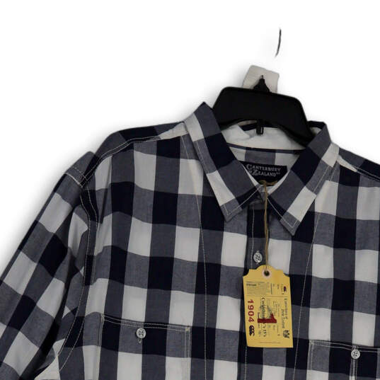 NWT Mens Blue White Plaid Long Sleeve Spread Collar Button-Up Shirt Sz 3XL image number 3