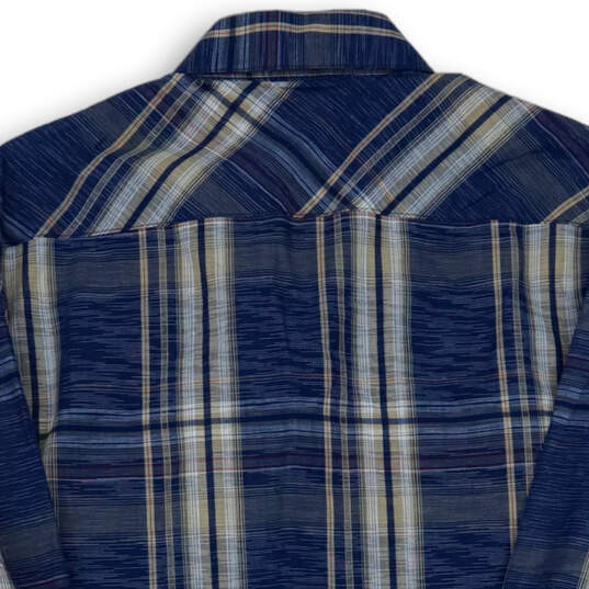 NWT Mens Blue Plaid Spread Collar Roll Tab Sleeve Button-Up Shirt Sz Medium image number 4