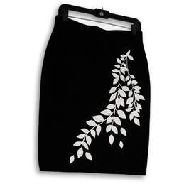 Womens Black Elastic Waist Stretch Pull-On Straight And Pencil Skirt Size M