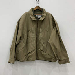 Mens Brown Collared Long Sleeve Full-Zip Windbreaker Jacket Size 4XL