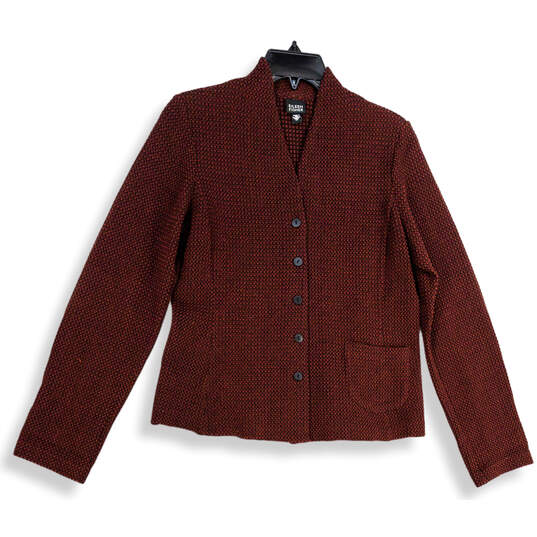 Womens Red Long Sleeve V-Neck Button Front Tweed Jacket Size XS image number 1