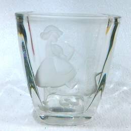 VNTG Art Glass Home Decor Bohemian Czech Ruby Cruet Cranberry Glass Etched Vase alternative image