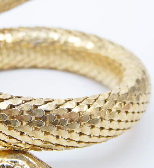 Vintage Whiting & Davis Goldtone Coiled Snake Mesh Wrap Statement Bracelet 61g image number 5